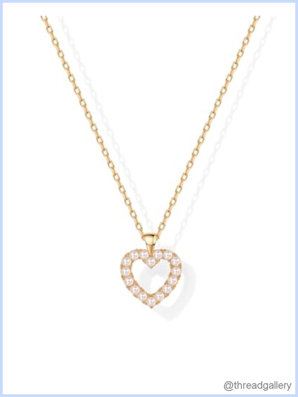 14K Gold Plated Heart Necklace 19" Shell Pearl Pendant Adjustable Chain